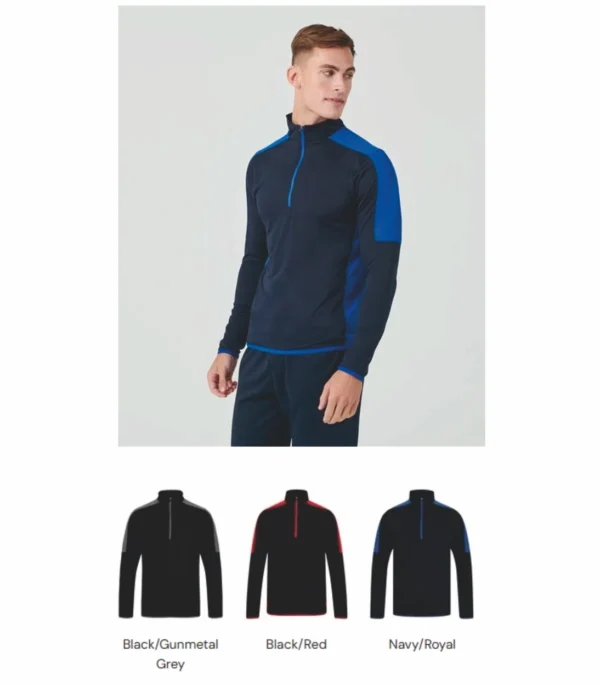 Finden & Hales LV571 Contrast Zip Neck Midlayer Top